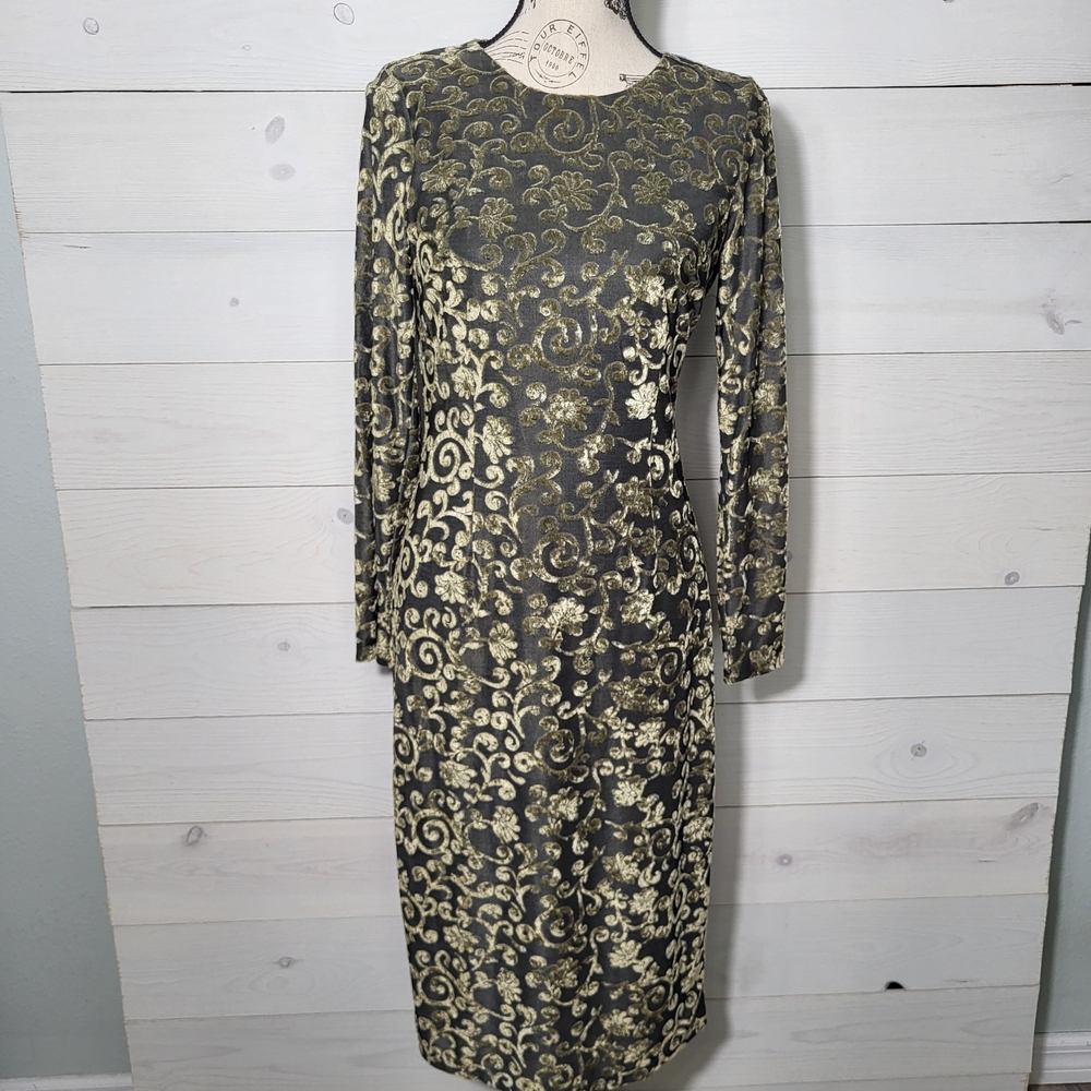Maggy London Burnout Floral Dress Velour Elegant Fairygoth.